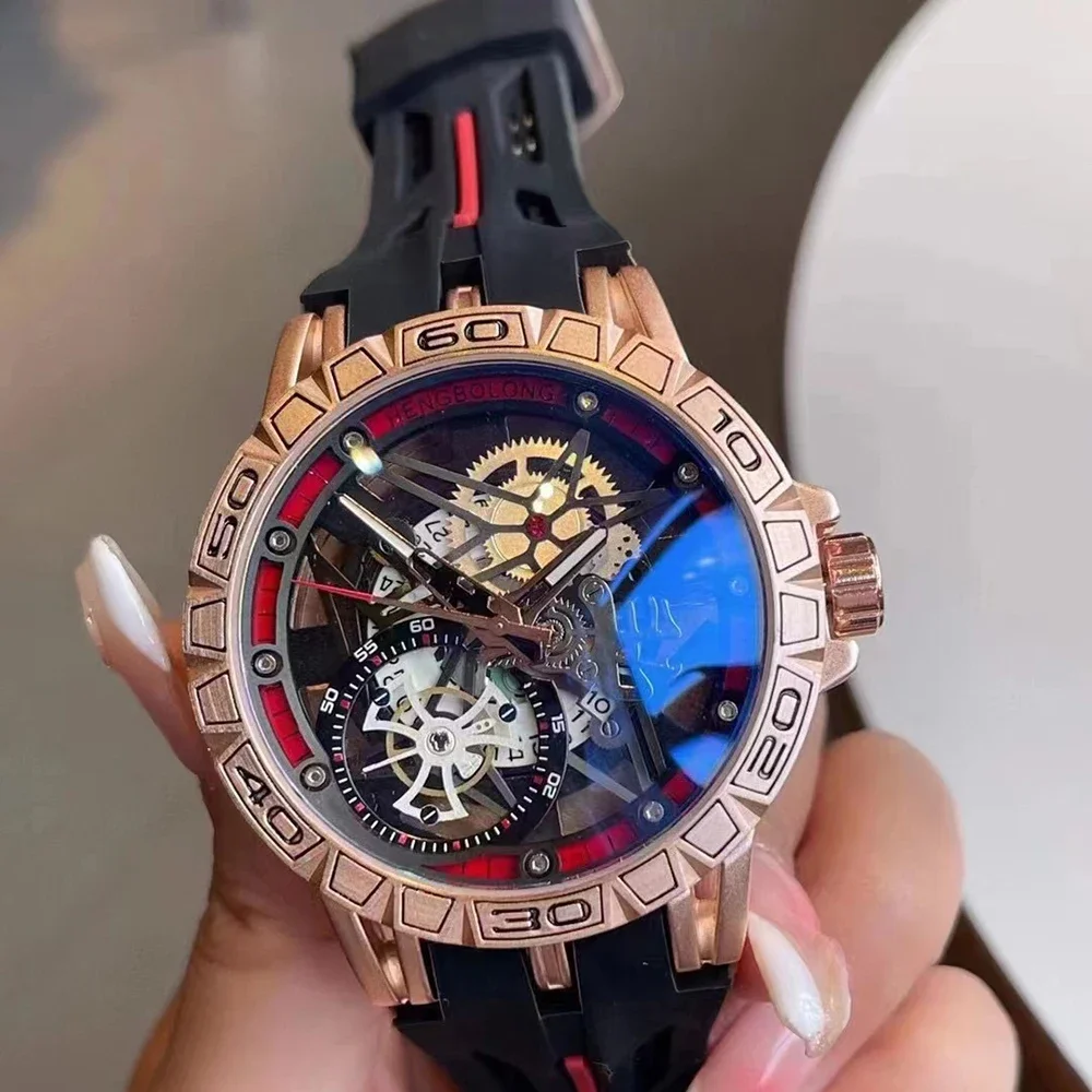 Luxury Watch With Rubber Strap - Мужские 3D кварцевые часы класса люкс,