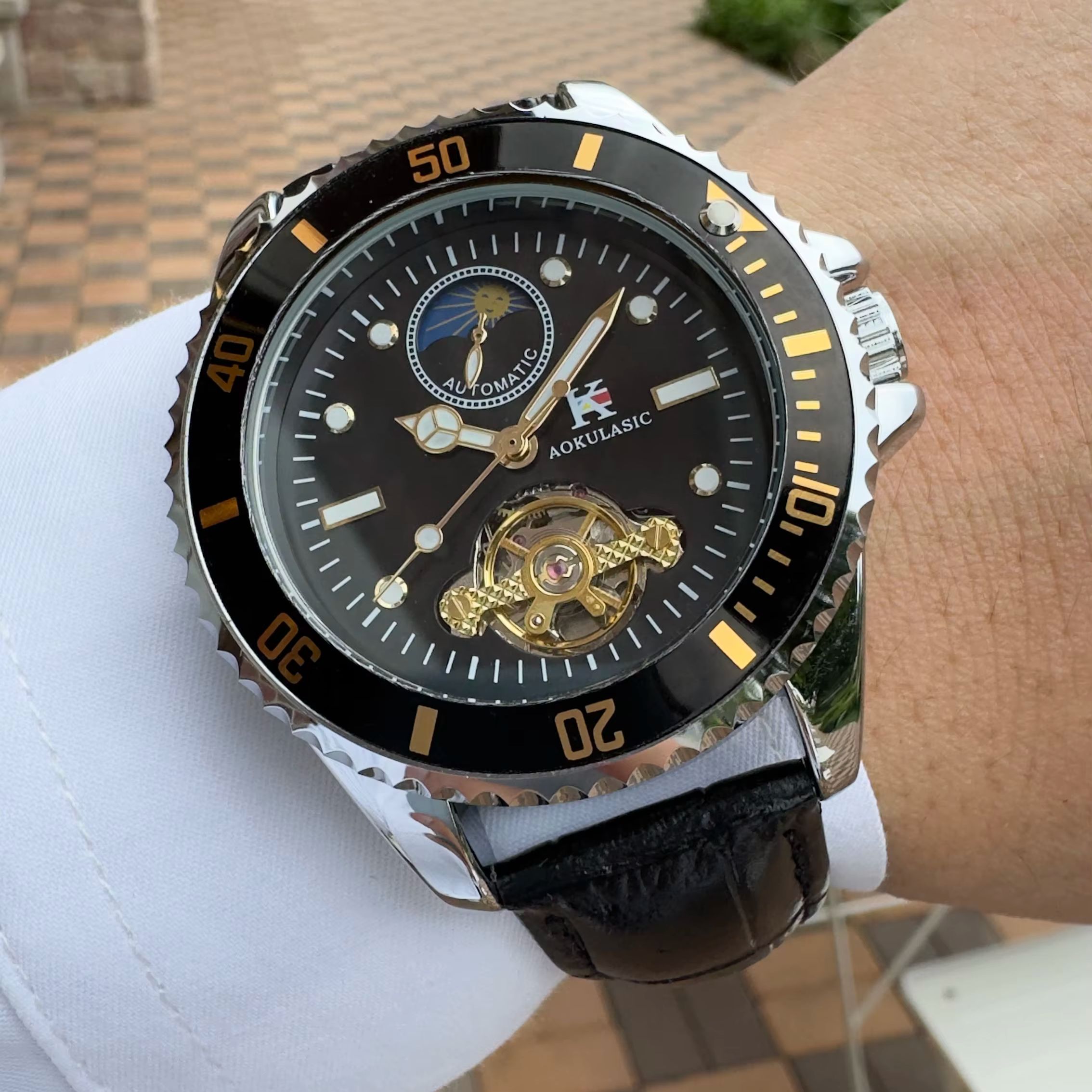 Tourbillon Movement Watch - Мужские механические часы AOKULASIC Fashion Tourbillon