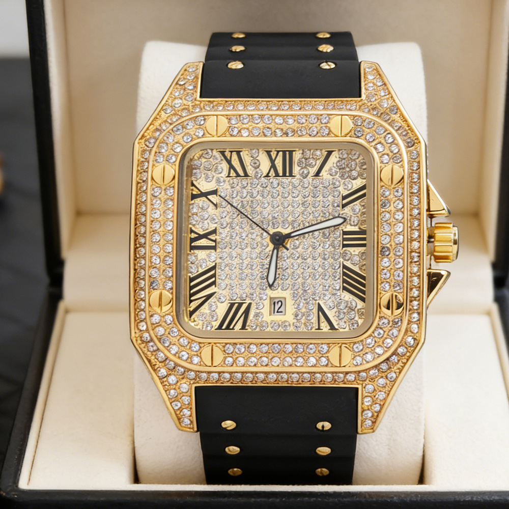 Модные мужские кварцевые часы  – обзор и цена Luxury Watch With Rubber Strap